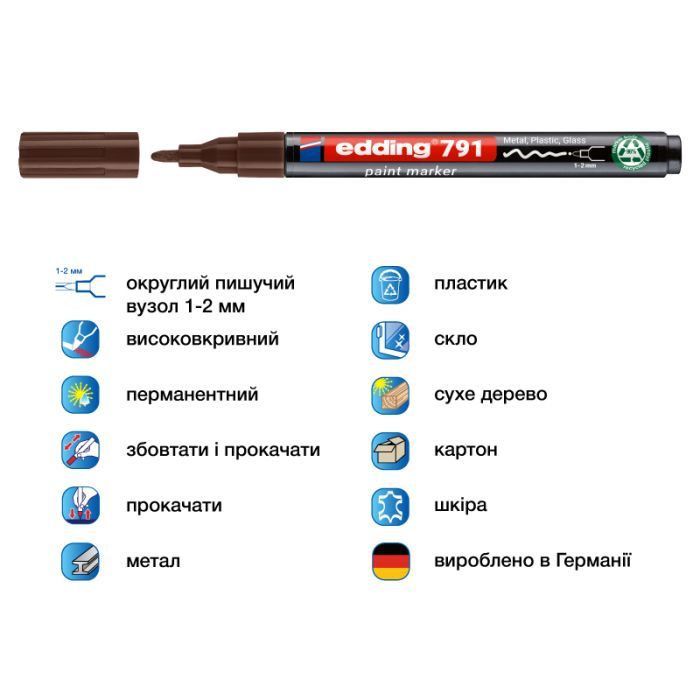 Маркер Edding Paint e-791 1-2 мм круглий помаранчевий (e-791/06n) зображення 2
