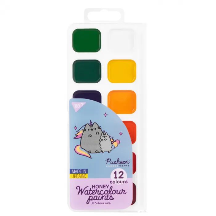Акварельные краски Yes Pusheen 8 кольорів медові б/п (110274)
