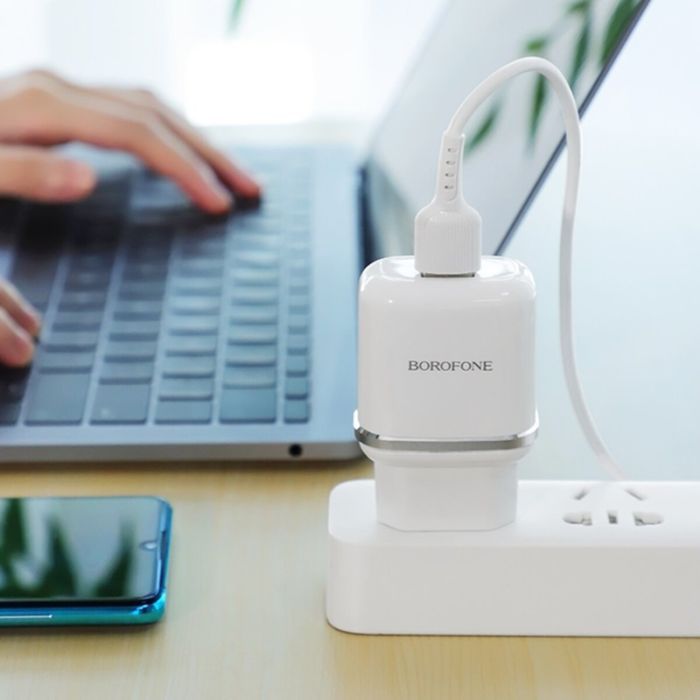 Зарядное устройство BOROFONE BA36A USB QC3.0 18W + cable USB to USB-C white (6931474716019) изображение 5