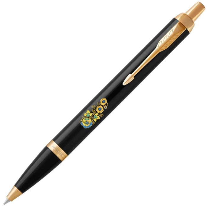 Ручка шариковая Parker IM 17 UKRAINE Black GT BP Цветы (22032_T1050u) изображение 3