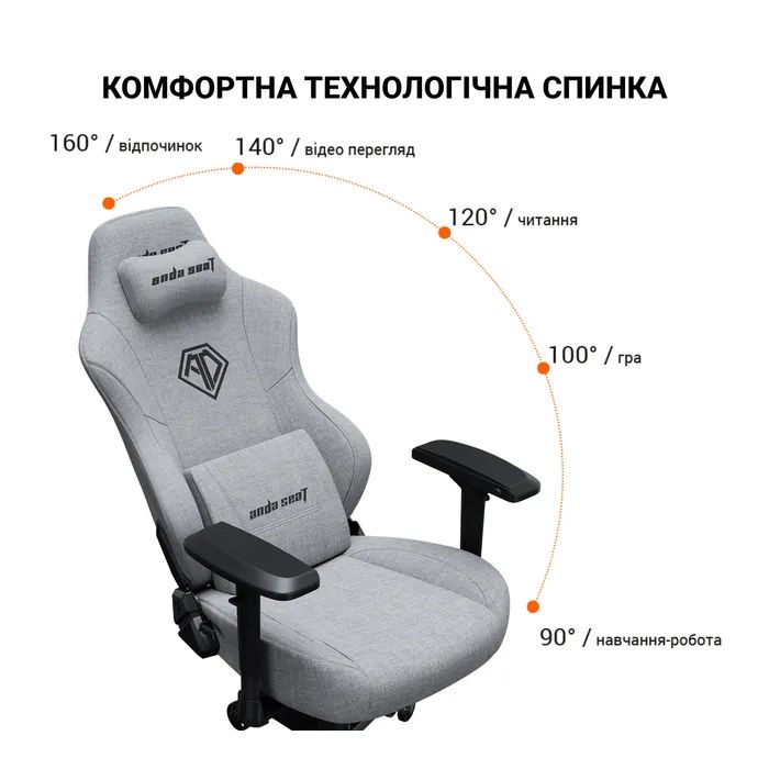 Кресло игровое Anda Seat Phantom 3 Pro Fabric Size L Dark Gray (AD18YC-06-GB-F) изображение 11