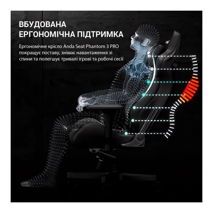 Кресло игровое Anda Seat Phantom 3 Pro Fabric Size L Dark Gray (AD18YC-06-GB-F) изображение 12