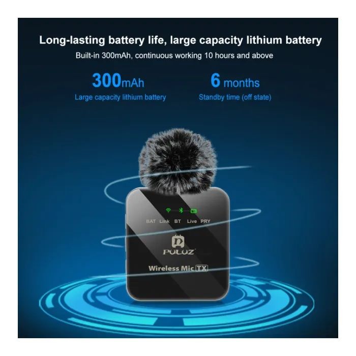 Микрофон Puluz для iPhone/iPad 8-контактний приймач і два мікрофони Black (PU647B) изображение 5