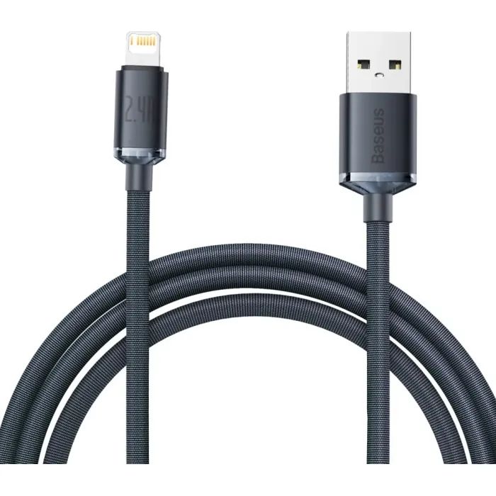 Дата кабель USB 2.0 AM to Lightning 1.2m 2.4A black Baseus (CAJY000001)