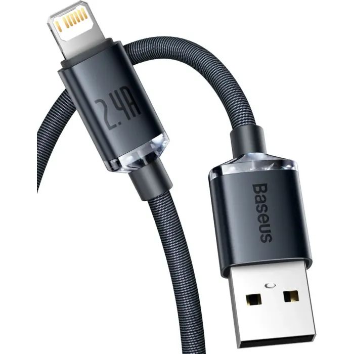 Дата кабель USB 2.0 AM to Lightning 1.2m 2.4A black Baseus (CAJY000001) зображення 2