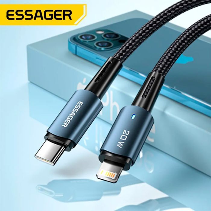 Дата кабель USB-C to Lightning 1.0m 20W black Essager (EXCTL-CG01) изображение 6