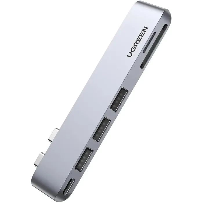 Концентратор Ugreen 2xUSB-C to 3xUSB 3.0 + SD/TF + PD CM251 gray (60560) > ціни в Києві та Україні Концентратор Ugreen 2xUSB-C to 3xUSB 3.0 + SD/TF + PD CM251 gray (60560)