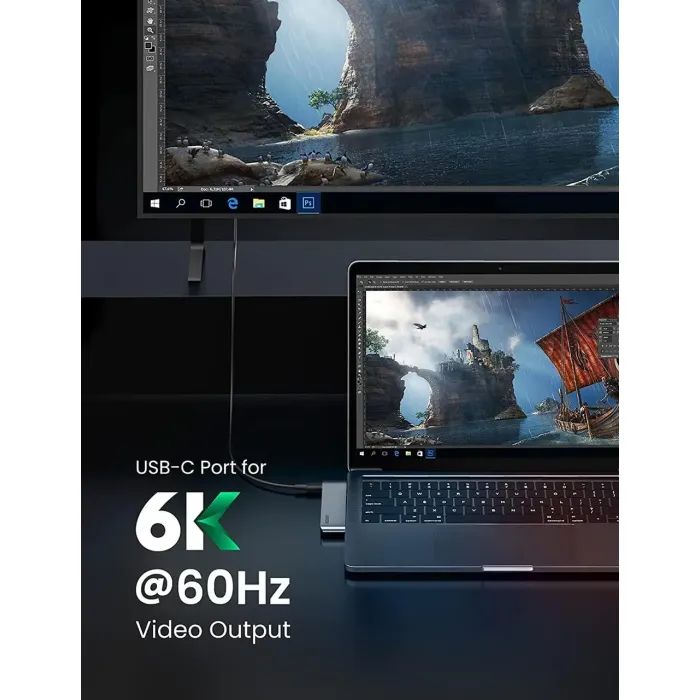 Концентратор Ugreen 2xUSB-C to 3xUSB 3.0 + SD/TF + PD CM251 gray (60560) зображення 5 Концентратор Ugreen 2xUSB-C to 3xUSB 3.0 + SD/TF + PD CM251 gray (60560) зображення 5