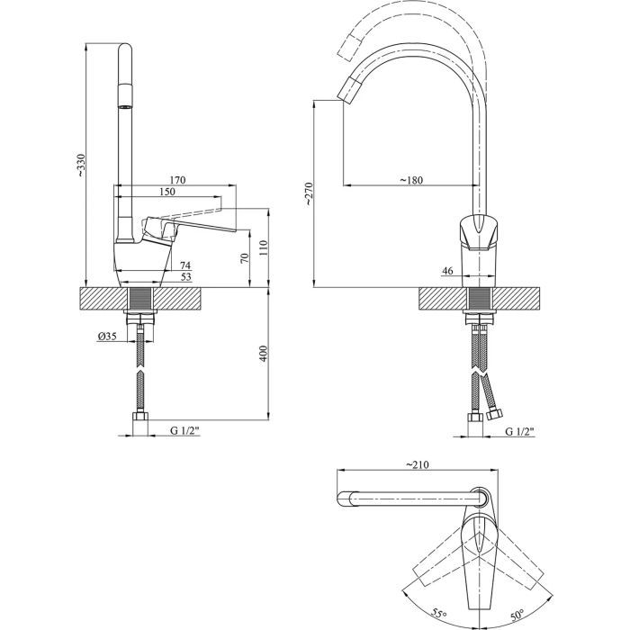 Смеситель Kroner Odra-C032GRA (CV023772) изображение 7