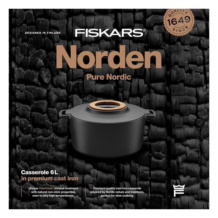 Кастрюля Fiskars Norden чавунна 6 л чорна (1026566) изображение 6
