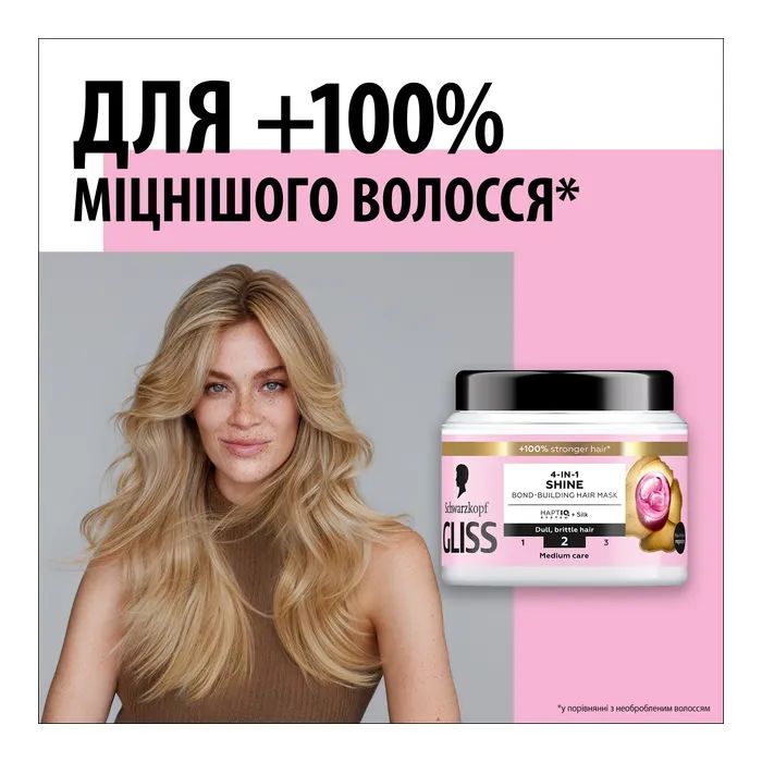 Маска для волосся Gliss 4-In-1 Shine Bond-Building Hair Mask 400 мл (9000101726336) зображення 2