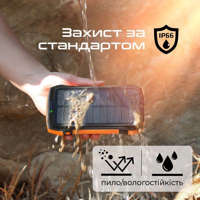 Батарея універсальна Promate 20000mAh PD/20W, QC/3/0, Solar, QI, IP65 (solartank-20pdqi.black) зображення 10