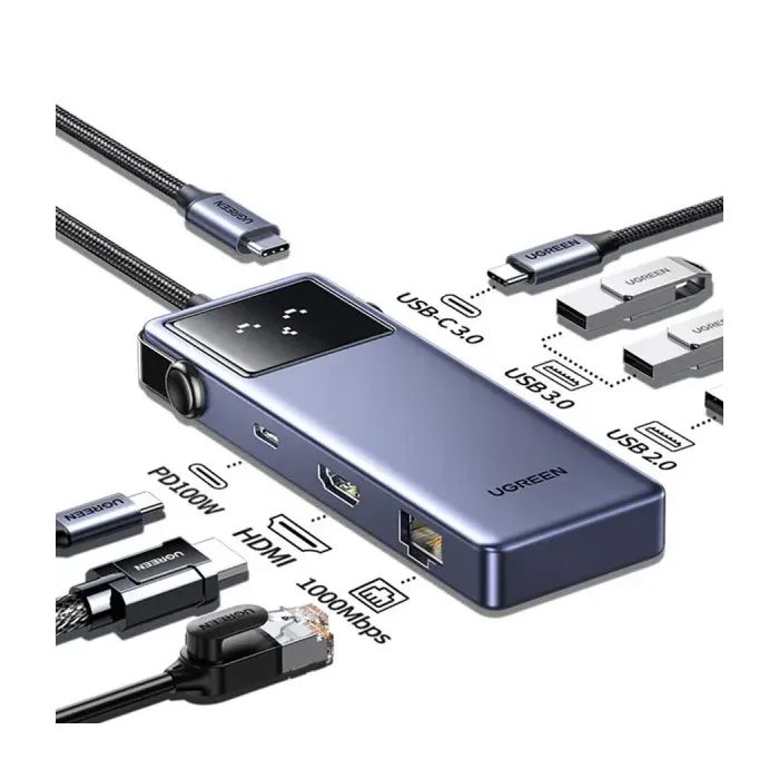 Концентратор Ugreen USB-C 7-in-1 3xUSB + 1xUSB-C + HDMI + RJ45 + PD 100W CM888 gray (45155) изображение 4