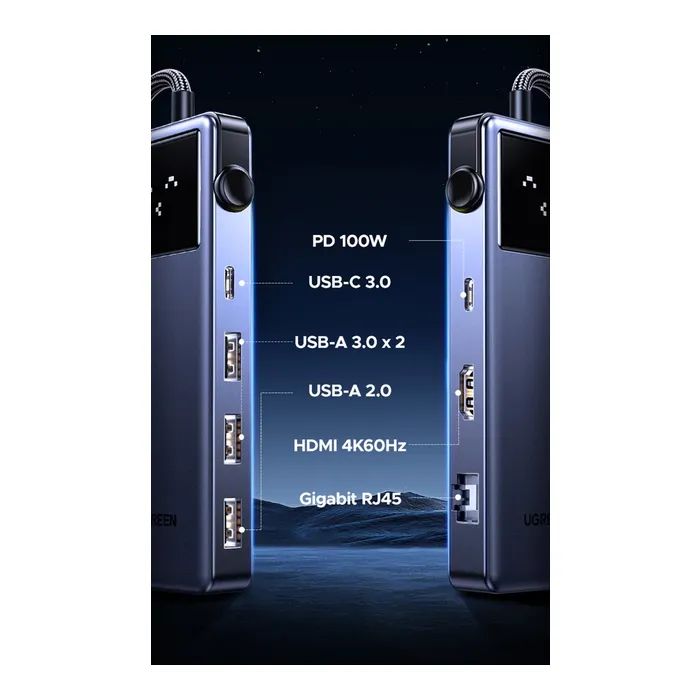 Концентратор Ugreen USB-C 7-in-1 3xUSB + 1xUSB-C + HDMI + RJ45 + PD 100W CM888 gray (45155) изображение 6