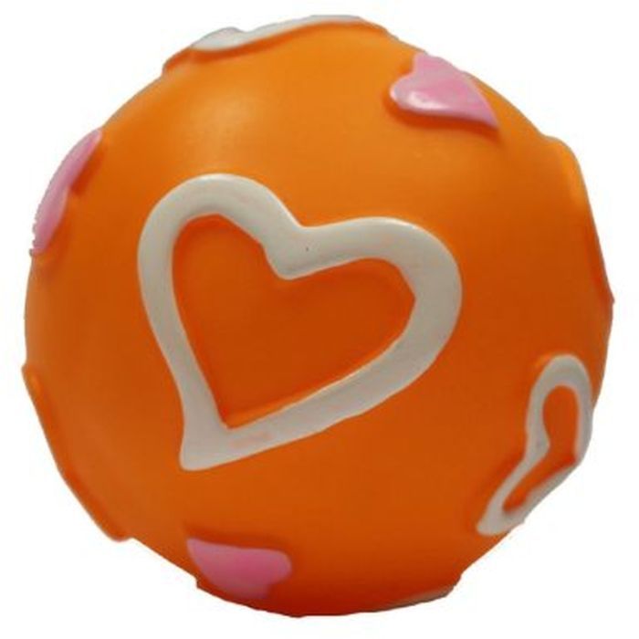 Игрушка для собак MISOKO&CO Мячик с фрагментами сердца оранжевый 7.6 см (BEITJ00795P-O)