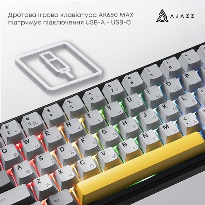Клавіатура Ajazz AK680 MAX Magnetic Switch RGB USB Black (AK680-M-BGY-AW) зображення 5
