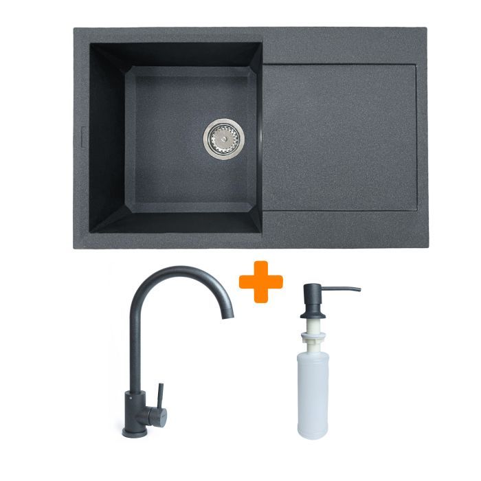 Мийка кухонна Adamant Horizon графіт + змішувач + дозатор (182496901513)