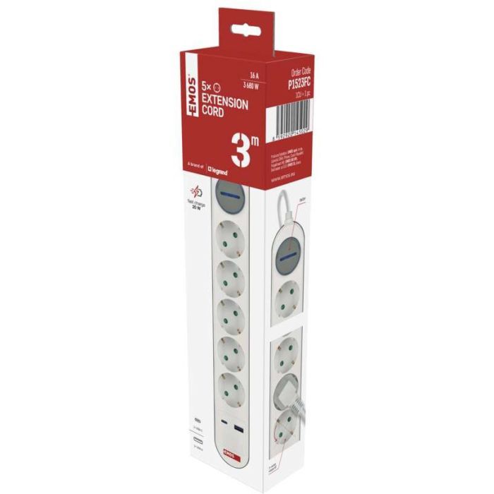 Мережевий подовжувач EMOS P1523FC зображення 8