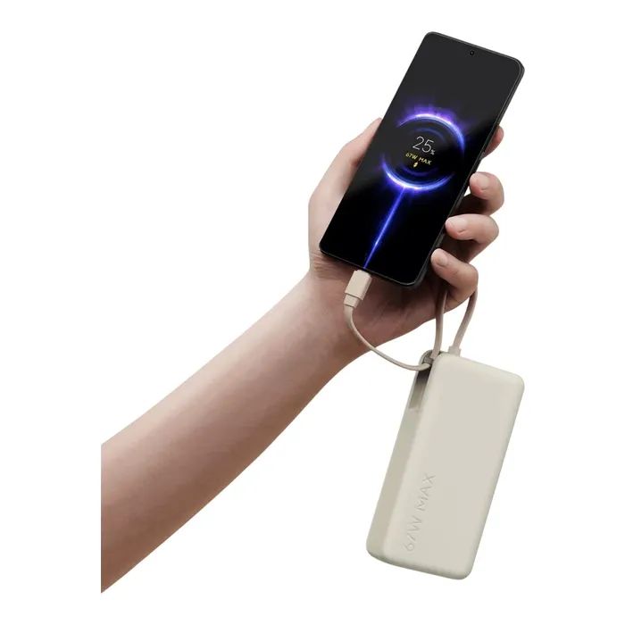 Батарея універсальна Xiaomi 20000mAh 67W Integrated Cable Tan (BHR08O7GL) зображення 4