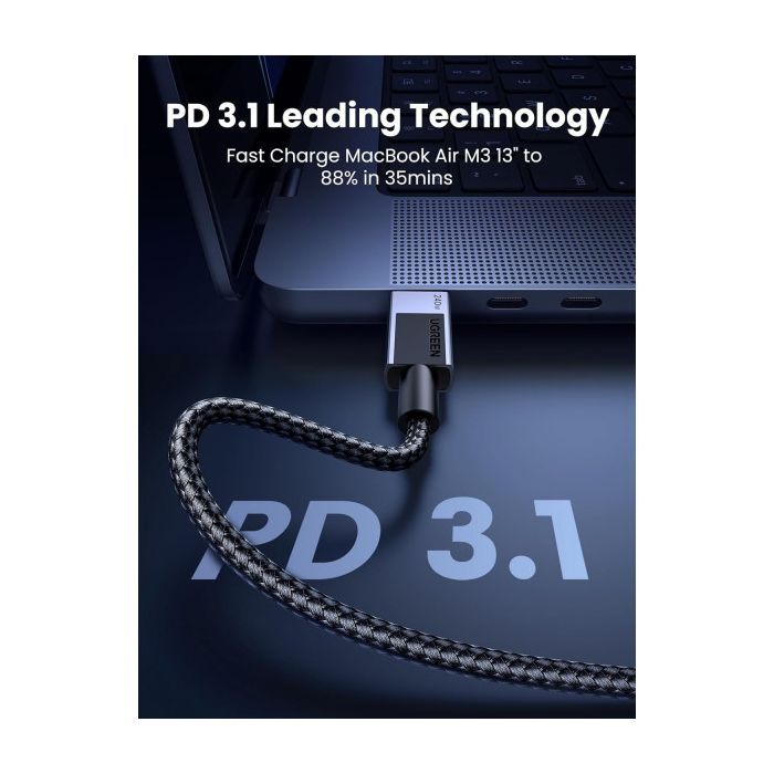 Дата кабель USB-C to USB-C 1.0m 240W 480Mbps black Ugreen (45067) изображение 2