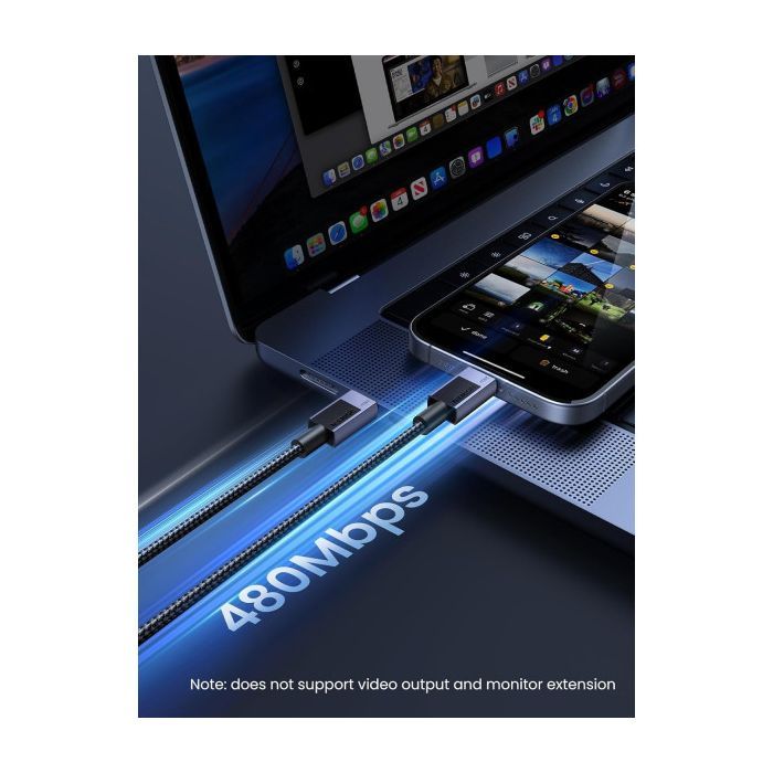 Дата кабель USB-C to USB-C 1.0m 240W 480Mbps black Ugreen (45067) изображение 4