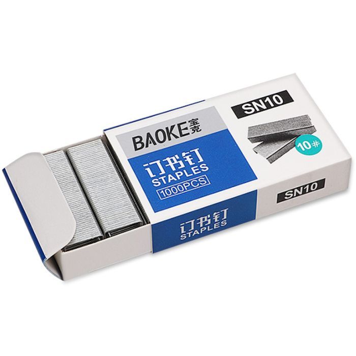 Скобы для канцелярского степлера Baoke №10, 1000 шт, 10 упаковок (SN10) изображение 2