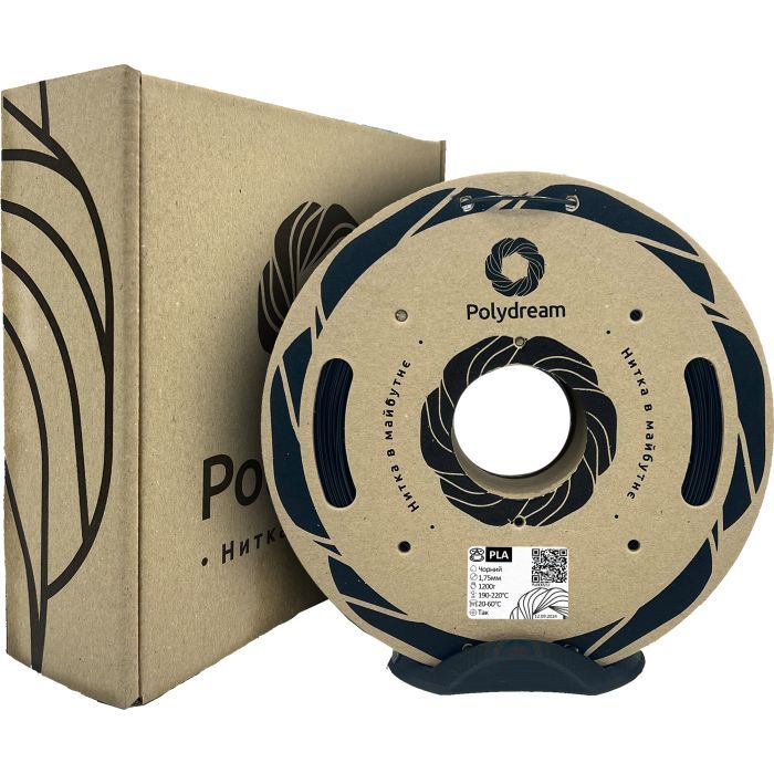 Пластик для 3D-принтера Polydream PLA 1,75mm 1,2кг Black (2100000014378) изображение 2