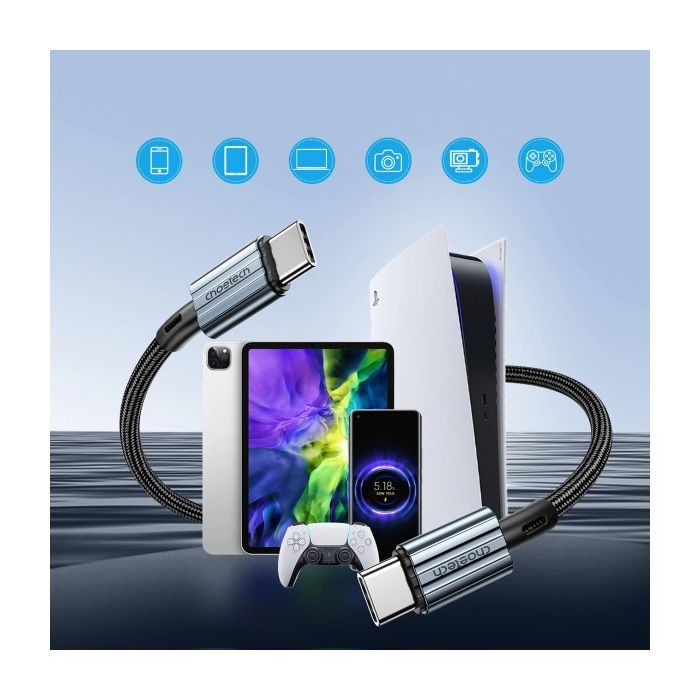 Дата кабель USB-C to USB-C 1.2m 60W braided black Choetech (XCC-1014) изображение 3