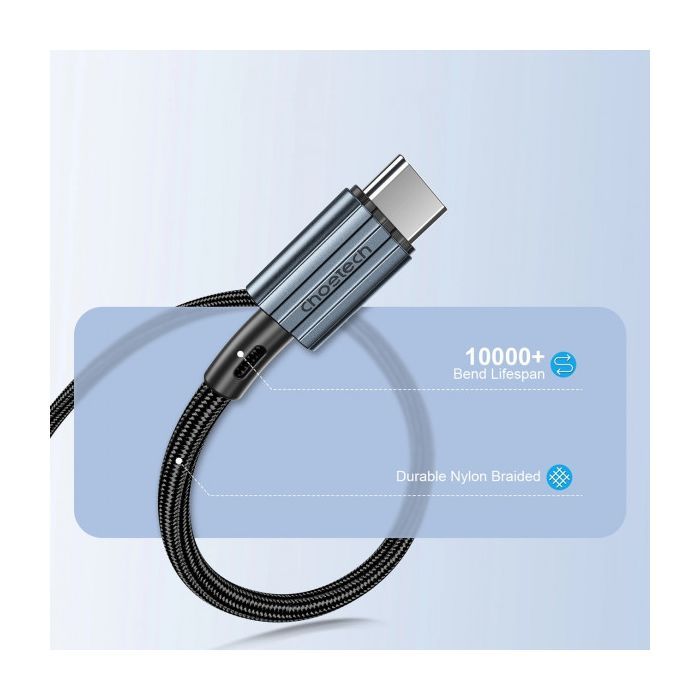 Дата кабель USB-C to USB-C 1.2m 60W braided black Choetech (XCC-1014) изображение 4