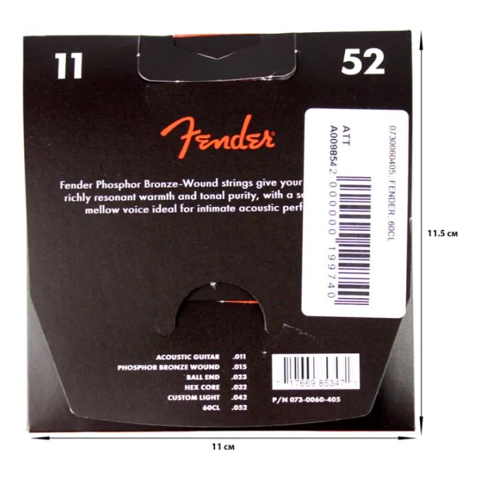 Струны для гитары Fender 60CL Phosphor Bronze Acoustic Strings 11-52 (A009854) изображение 2