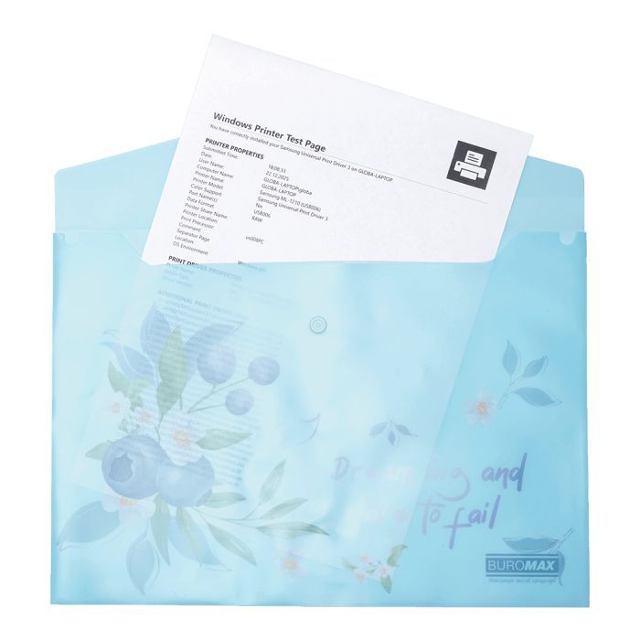 Папка - конверт Buromax А4 на кнопці, BLUEBERRY ARABESKI, напівпрозора,аквамарин (BM.3943-52) зображення 2