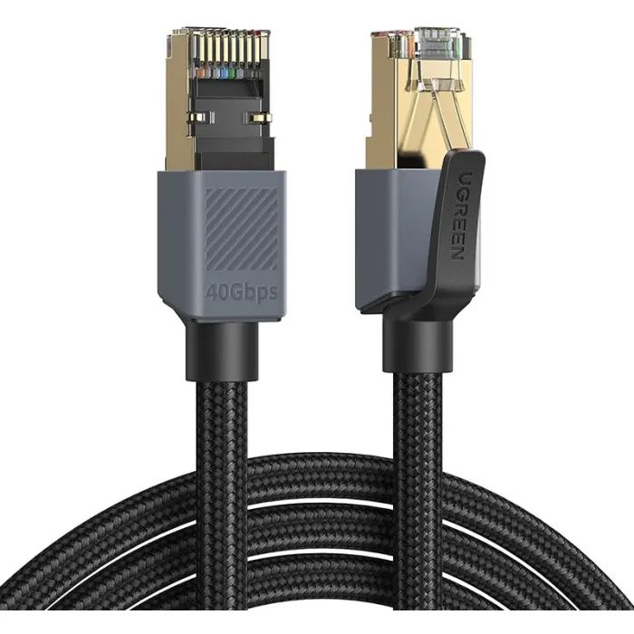 Патч-корд 1м F/FTP cat 8 RJ-45 black 40Gbps 2000MHz Ugreen (95932)