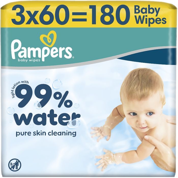 Детские влажные салфетки Pampers 99 Water, 180 шт (8006530116206)