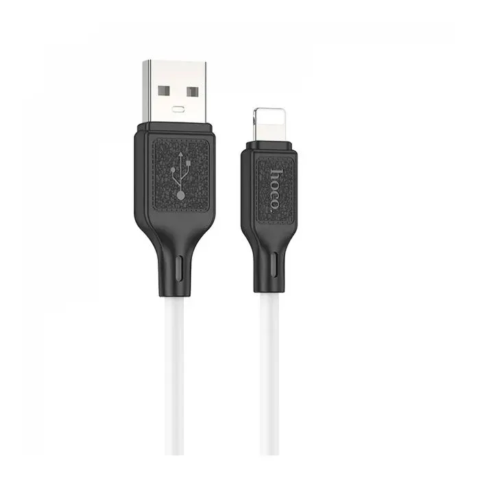 Дата кабель USB 2.0 AM to Lightning 1.0m silicone X90 Cool white HOCO (6931474788412)