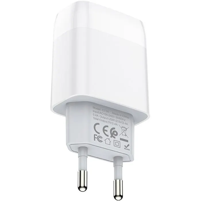 Зарядное устройство HOCO C73A 2xUSB 12W white (6931474712912) изображение 2