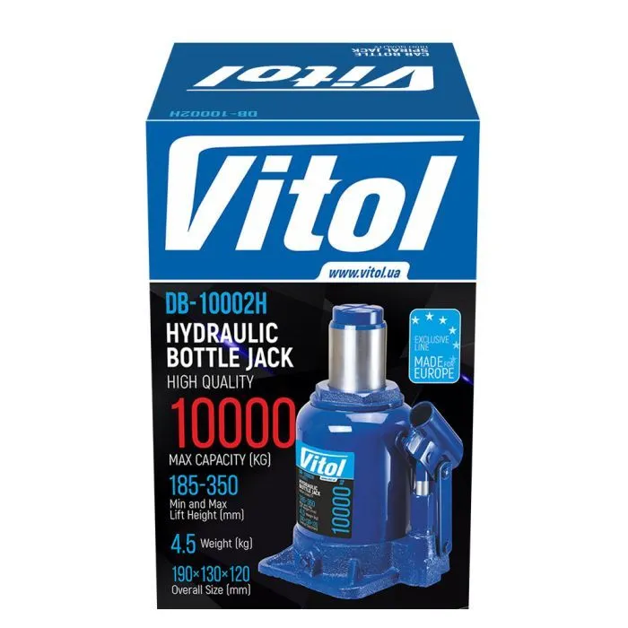 Домкрат Vitol DB-10002H/JX105S, телескопічний, гідравлічний, 10т, min 190мм, max 350мм (DB-10002H) зображення 4