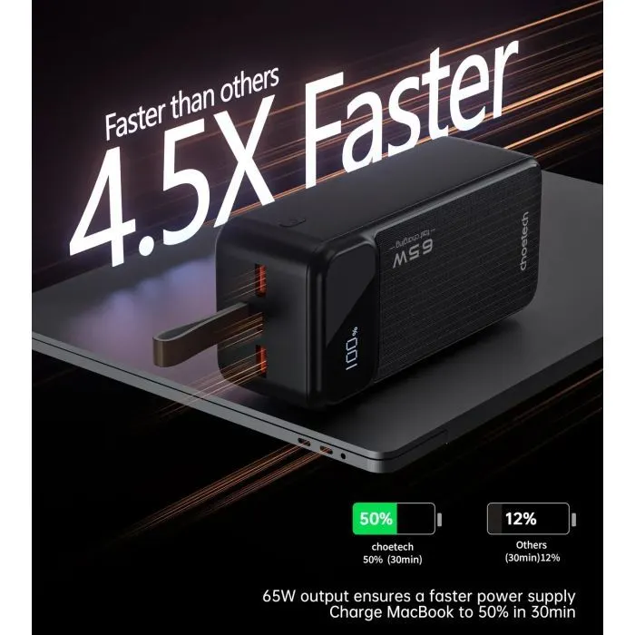 Батарея универсальная Choetech 40000mAh, PD/65W, QC, AFC (B734) изображение 5