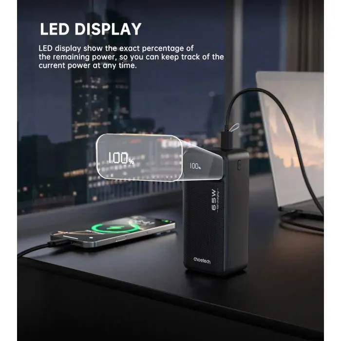 Батарея универсальная Choetech 40000mAh, PD/65W, QC, AFC (B734) изображение 8