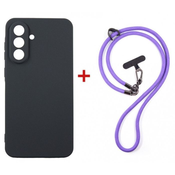 Чехол для мобильного телефона Dengos Case + Cross-body Strap Samsung Galaxy A37 Black+Grey (DG-KM-CCRB-01)