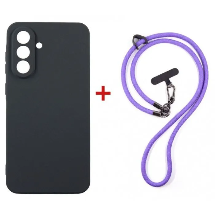 Чехол для мобильного телефона Dengos Case + Cross-body Strap Samsung Galaxy A37 Black+Purple (DG-KM-CCRB-02)