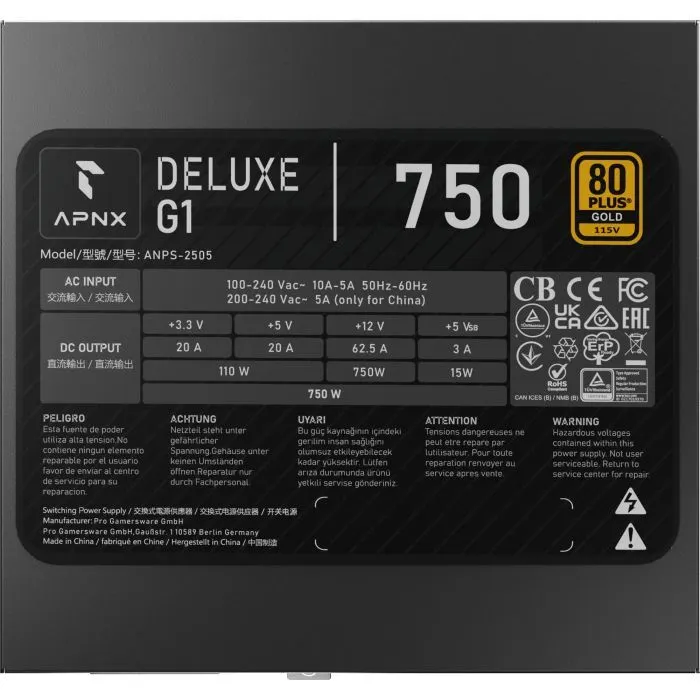 Блок питания APNX 750W Deluxe G1 (APPG-D175FEC.X1) изображение 7
