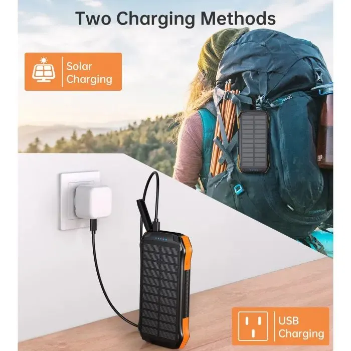 Батарея універсальна Choetech 10000mAh, 5V/2.1A, solar panel, Qi-5W, Black-Orange (B659-OR) зображення 7