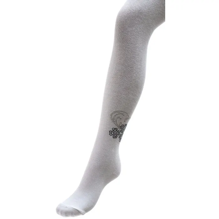 Колготки детские BNM с цветами из страз (M0C0302-1183-11G-white)