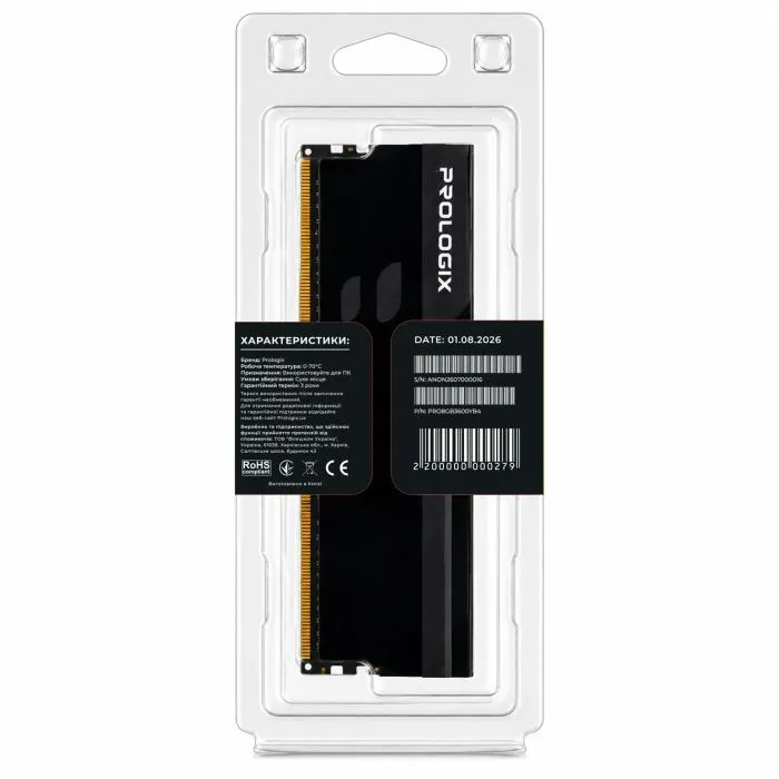 Модуль памяти для компьютера DDR4 8GB 3600 MHz Onyx Black Prologix (PRO8GB3600YB4) изображение 5