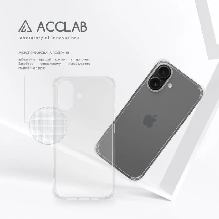 Чохол до мобільного телефона ACCLAB TPU ShockProof Apple iPhone 16 Transparent (1283126610837) зображення 5