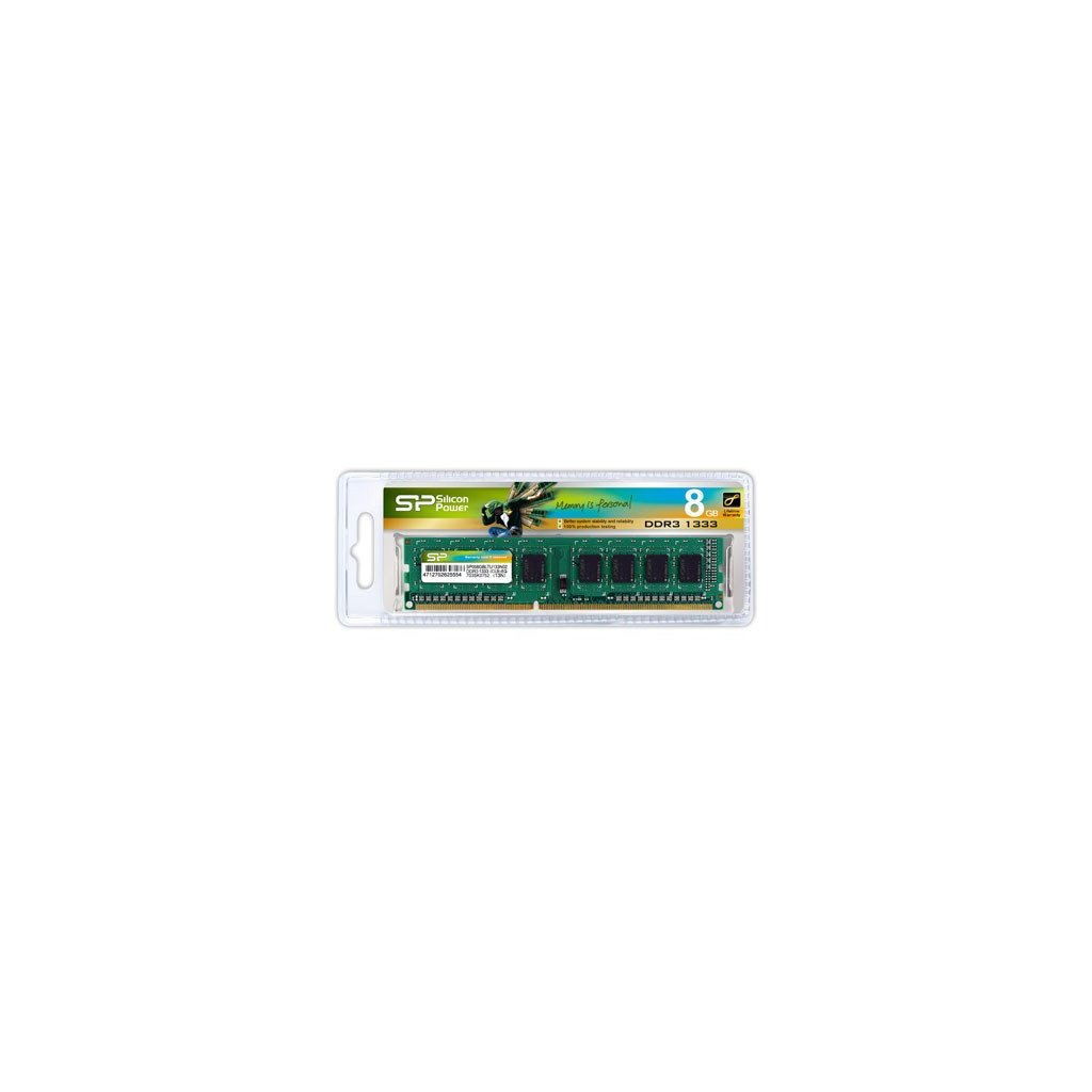 Модуль пам'яті для комп'ютера DDR3 8GB 1333 MHz Silicon Power (SP008GBLTU133N01 / SP008GBLTU133N02)