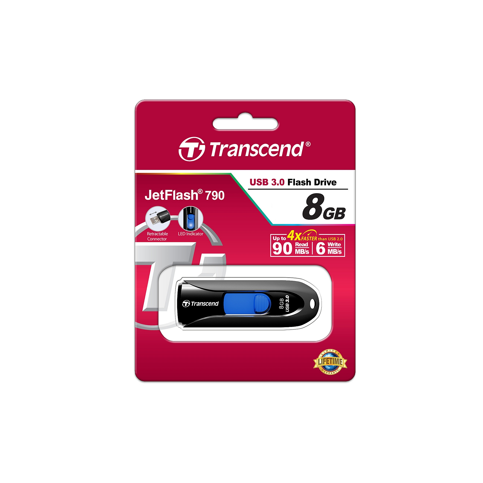 USB флеш накопитель Transcend 8GB JetFlash 790 USB 3.0 (TS8GJF790K) изображение 5