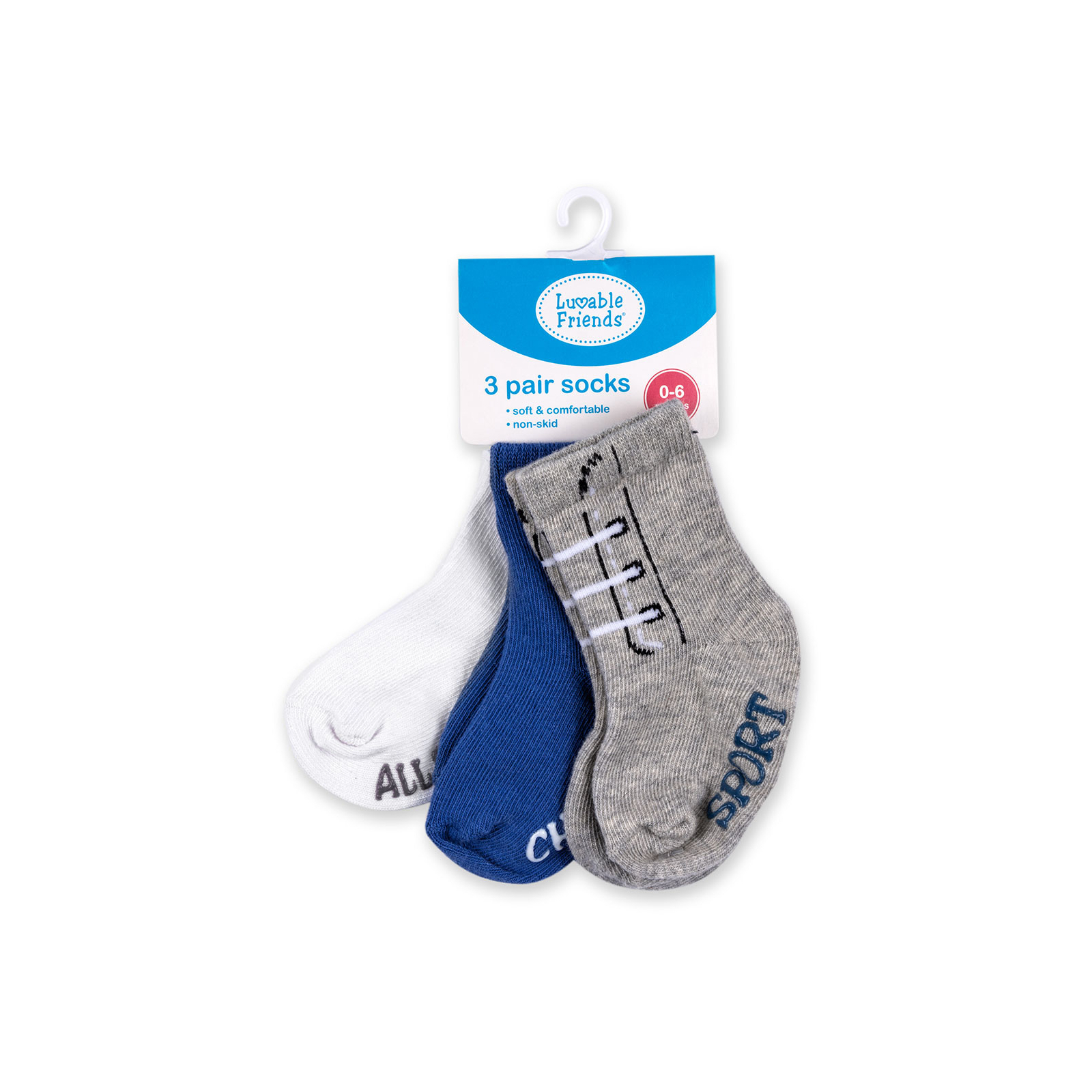 Шкарпетки дитячі Luvable Friends 3 пари неслизькі, для дівчаток (02316.6-12 F)