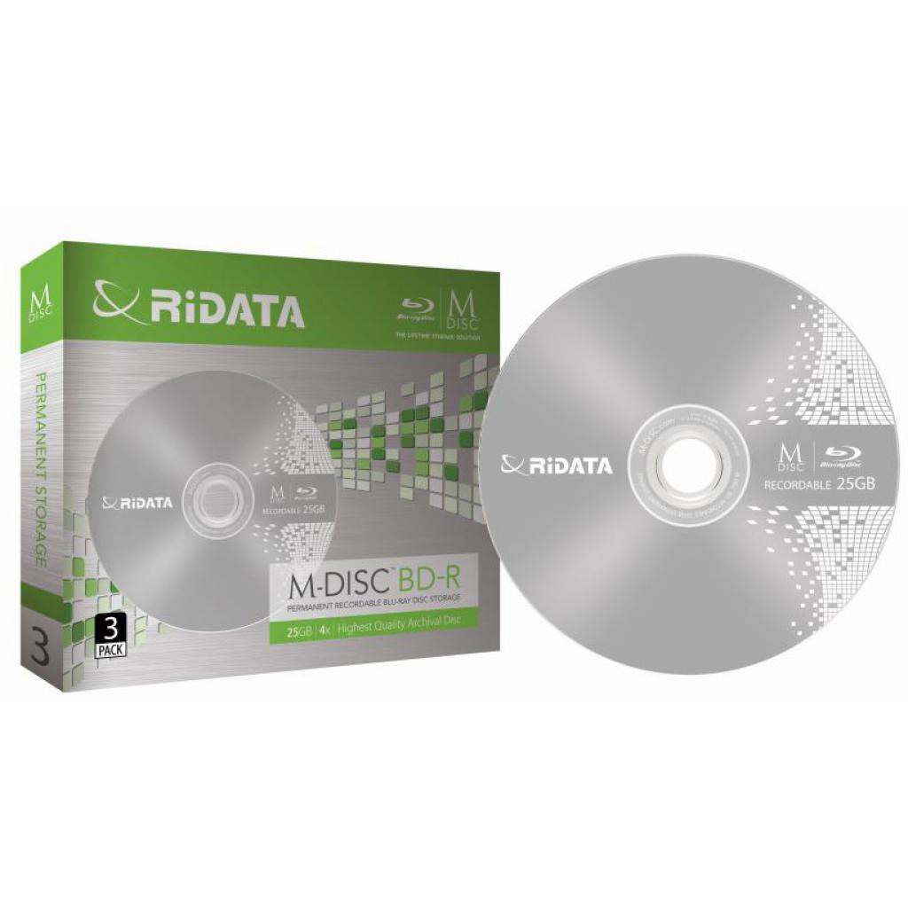 Диск BD RIDATA BD-R 25Gb 4x Slim 3pcs Printable (fullface) M-DISC (90U13IFRDA004)