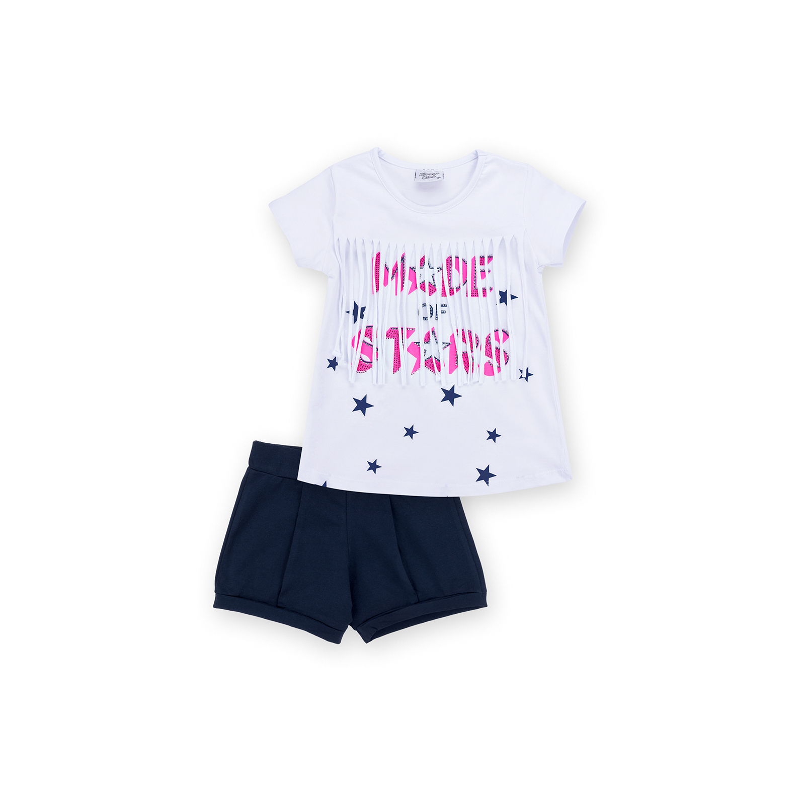 Набор детской одежды Breeze футболка со звездочками с шортами (9036-122G-white)